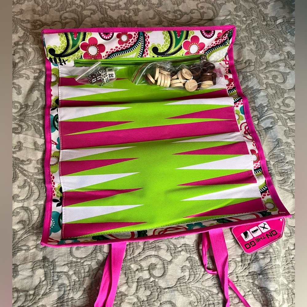 Backgammon On The Go Game Paisley print NWT